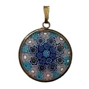Millefiori Disc Pendant, Sterling with Gold Wash Mounting